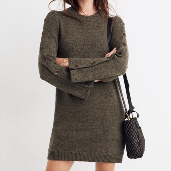 Madewell Dresses & Skirts - Madewell | Donegal Button Sleeve Wool Blend Sweater Dress Size Large